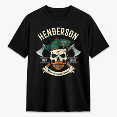 Henderson Ancient Tartan Crest 2D T-shirt - Alba Skull Style