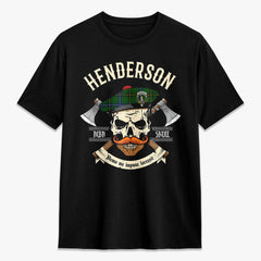 Henderson Modern Tartan Crest 2D T-shirt - Alba Skull Style