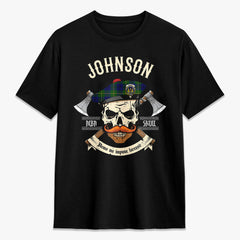 Johnson Modern Tartan Crest 2D T-shirt - Alba Skull Style
