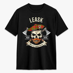Leask Tartan Crest 2D T-shirt - Alba Skull Style