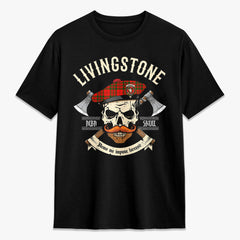 Livingstone Tartan Crest 2D T-shirt - Alba Skull Style