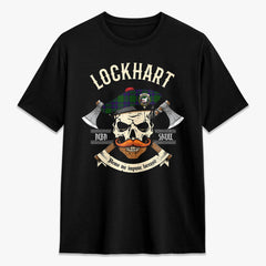 Lockhart Modern Tartan Crest 2D T-shirt - Alba Skull Style