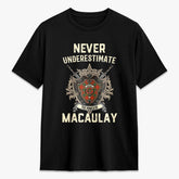 MacAulay Ancient Tartan Crest 2D T-shirt - Never Underestimate Style