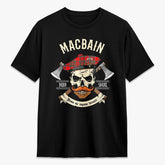 MacBain Tartan Crest 2D T-shirt - Alba Skull Style