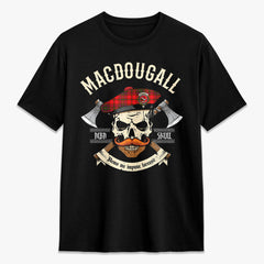 MacDougall Modern Tartan Crest 2D T-shirt - Alba Skull Style