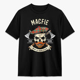 MacFie Ancient Tartan Crest 2D T-shirt - Alba Skull Style