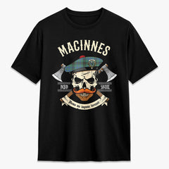 MacInnes Ancient Tartan Crest 2D T-shirt - Alba Skull Style
