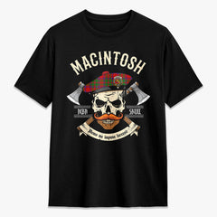 MacIntosh Modern Tartan Crest 2D T-shirt - Alba Skull Style