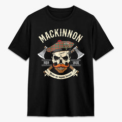 MacKinnon Ancient Tartan Crest 2D T-shirt - Alba Skull Style
