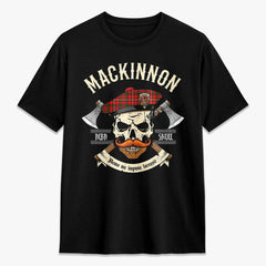 MacKinnon Modern Tartan Crest 2D T-shirt - Alba Skull Style
