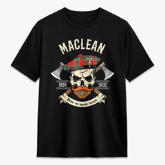 MacLean of Duart Modern Tartan Crest 2D T-shirt - Alba Skull Style