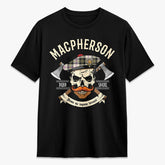 MacPherson Dress Ancient Tartan Crest 2D T-shirt - Alba Skull Style