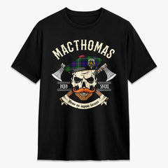 MacThomas Modern Tartan Crest 2D T-shirt - Alba Skull Style