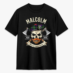 Malcolm (or MacCallum) Tartan Crest 2D T-shirt - Alba Skull Style