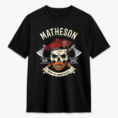 Matheson Modern Tartan Crest 2D T-shirt - Alba Skull Style