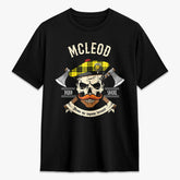 McLeod of Lewis Modern Tartan Crest 2D T-shirt - Alba Skull Style