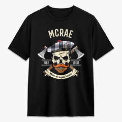 McRae Dress Modern Tartan Crest 2D T-shirt - Alba Skull Style