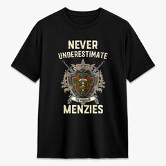 Menzies Green Modern Tartan Crest 2D T-shirt - Never Underestimate Style