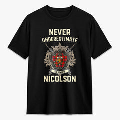 Nicolson Modern Tartan Crest 2D T-shirt - Never Underestimate Style