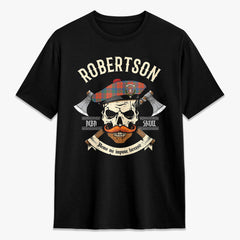 Robertson Ancient Tartan Crest 2D T-shirt - Alba Skull Style
