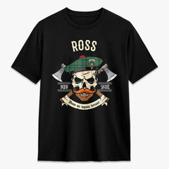 Ross Hunting Ancient Tartan Crest 2D T-shirt - Alba Skull Style