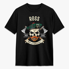 Ross Hunting Modern Tartan Crest 2D T-shirt - Alba Skull Style