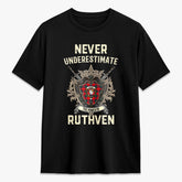 Ruthven Modern Tartan Crest 2D T-shirt - Never Underestimate Style