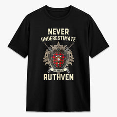 Ruthven Modern Tartan Crest 2D T-shirt - Never Underestimate Style