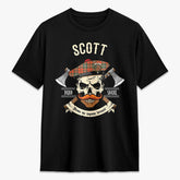 Scott Ancient Tartan Crest 2D T-shirt - Alba Skull Style