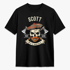 Scott Ancient Tartan Crest 2D T-shirt - Alba Skull Style