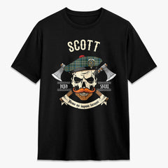 Scott Green Ancient Tartan Crest 2D T-shirt - Alba Skull Style