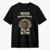 Seton Hunting Modern Tartan Crest 2D T-shirt - Never Underestimate Style