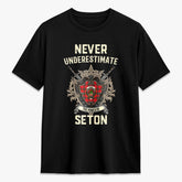 Seton Modern Tartan Crest 2D T-shirt - Never Underestimate Style