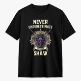 Shaw Modern Tartan Crest 2D T-shirt - Never Underestimate Style