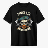 Sinclair Hunting Ancient Tartan Crest 2D T-shirt - Alba Skull Style