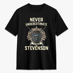 Stevenson Tartan Crest 2D T-shirt - Never Underestimate Style