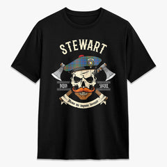 Stewart of Appin Hunting Ancient Tartan Crest 2D T-shirt - Alba Skull Style