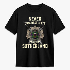 Sutherland Modern Tartan Crest 2D T-shirt - Never Underestimate Style