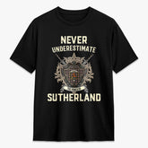 Sutherland Weathered Tartan Crest 2D T-shirt - Never Underestimate Style
