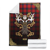 Reid Modern Tartan Crest Premium Blanket - Celtic Stag style