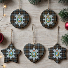 Black Watch Weathered Tartan Crest Christmas Ceramic Ornament