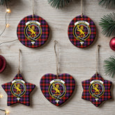Broun Modern Tartan Crest Christmas Ceramic Ornament