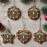 Buchanan Modern Tartan Crest Christmas Ceramic Ornament