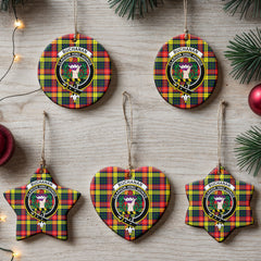 Buchanan Modern Tartan Crest Christmas Ceramic Ornament