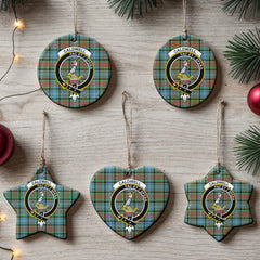 Caldwell Tartan Crest Christmas Ceramic Ornament