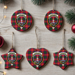 Charteris (Earl of Wemyss) Tartan Crest Christmas Ceramic Ornament