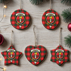 Chisholm Modern Tartan Crest Christmas Ceramic Ornament