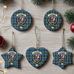 Cockburn Modern Tartan Crest Christmas Ceramic Ornament