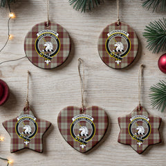 Cunningham Burgundy Dancers Tartan Crest Christmas Ceramic Ornament