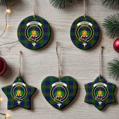 Dundas Modern Tartan Crest Christmas Ceramic Ornament